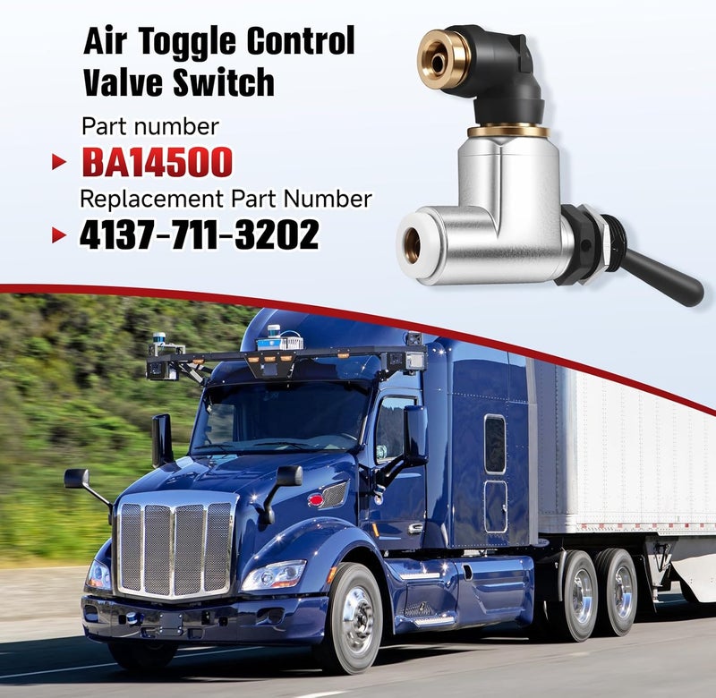 HIPADA BA14500 Air Toggle Control Valve Switch Self-Locking Compatible with Peterbilt 379 389 Fit for Kenworth, International LT Series 1/4 Inch Truck Quick Connect - Image 2
